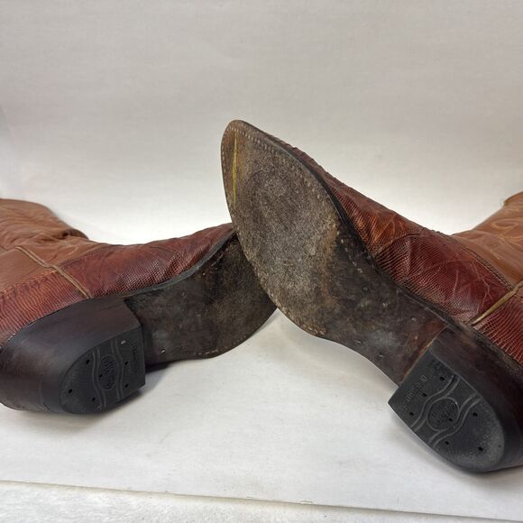 NOCONA Exotic LIZARD Leather COWBOY BOOTS Brown Men Size 9.5 - Picture 8 of 12